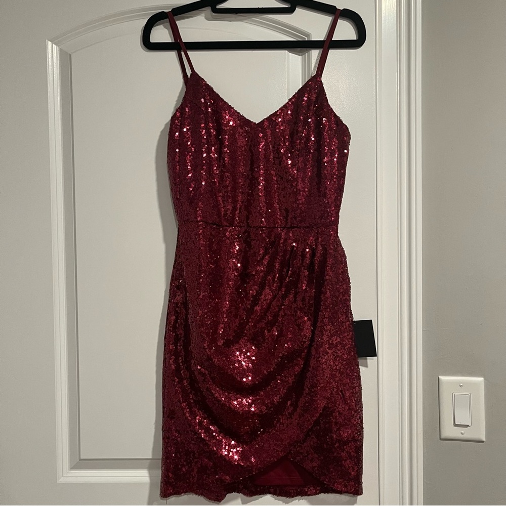 Forever Your Girl Burgundy Sequin Bodycon Dress
